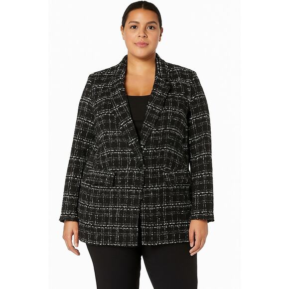 The Drop Women's Blake Long Blazer Black Boucle Size - XLarge - Picture 1 of 7
